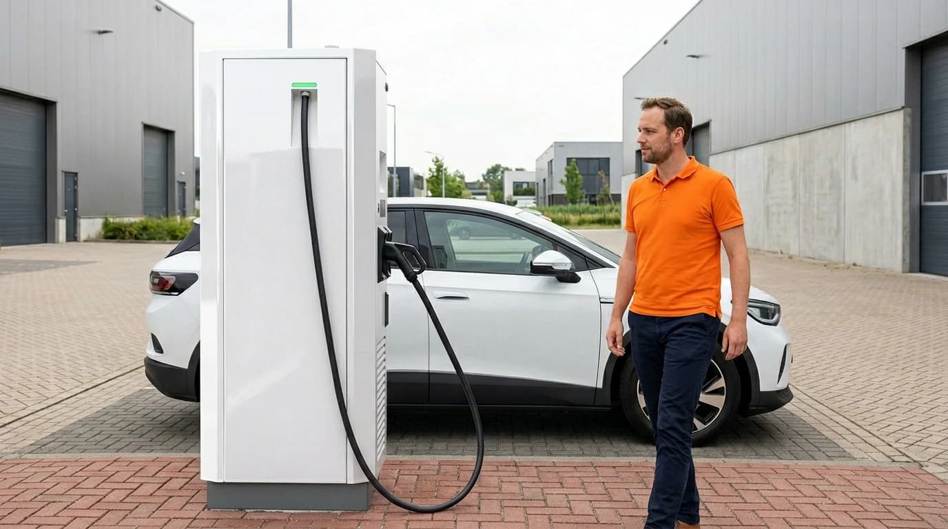 DC-snellader op bedrijventerrein — laadinfrastructuur voor vloot en medewerkers