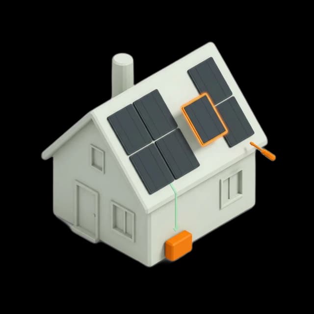Isometrische illustratie van zonnepanelen-installatie op een woning