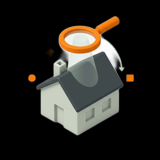 Isometrische illustratie van een woning die wordt geanalyseerd