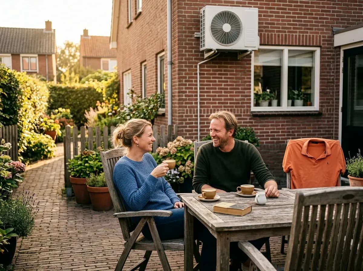 Huiseigenaar bespreekt Daikin airco opties in woonkamer met adviseur