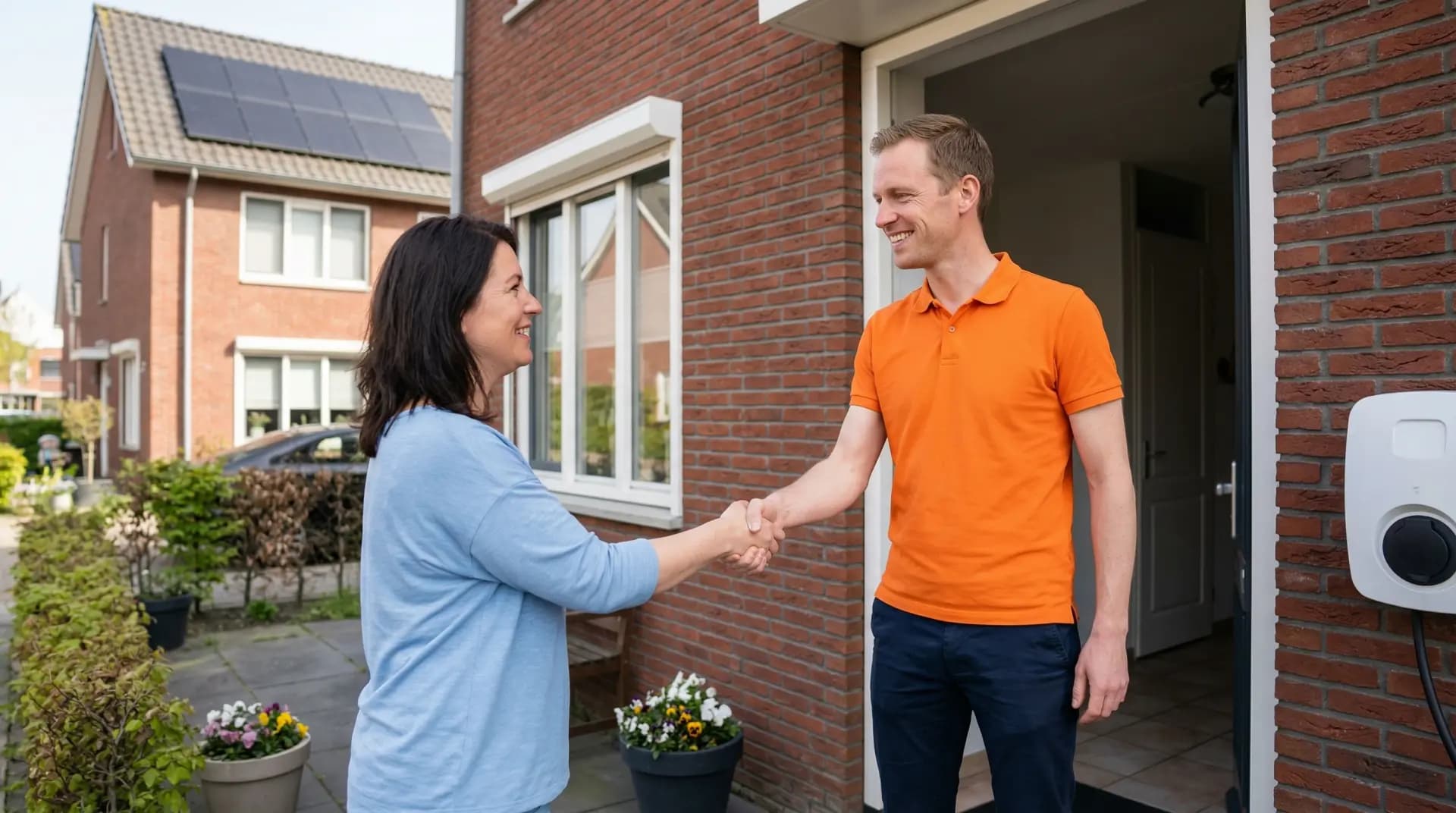 Anteas energieadviseur in gesprek met klant over laadpaaladvies