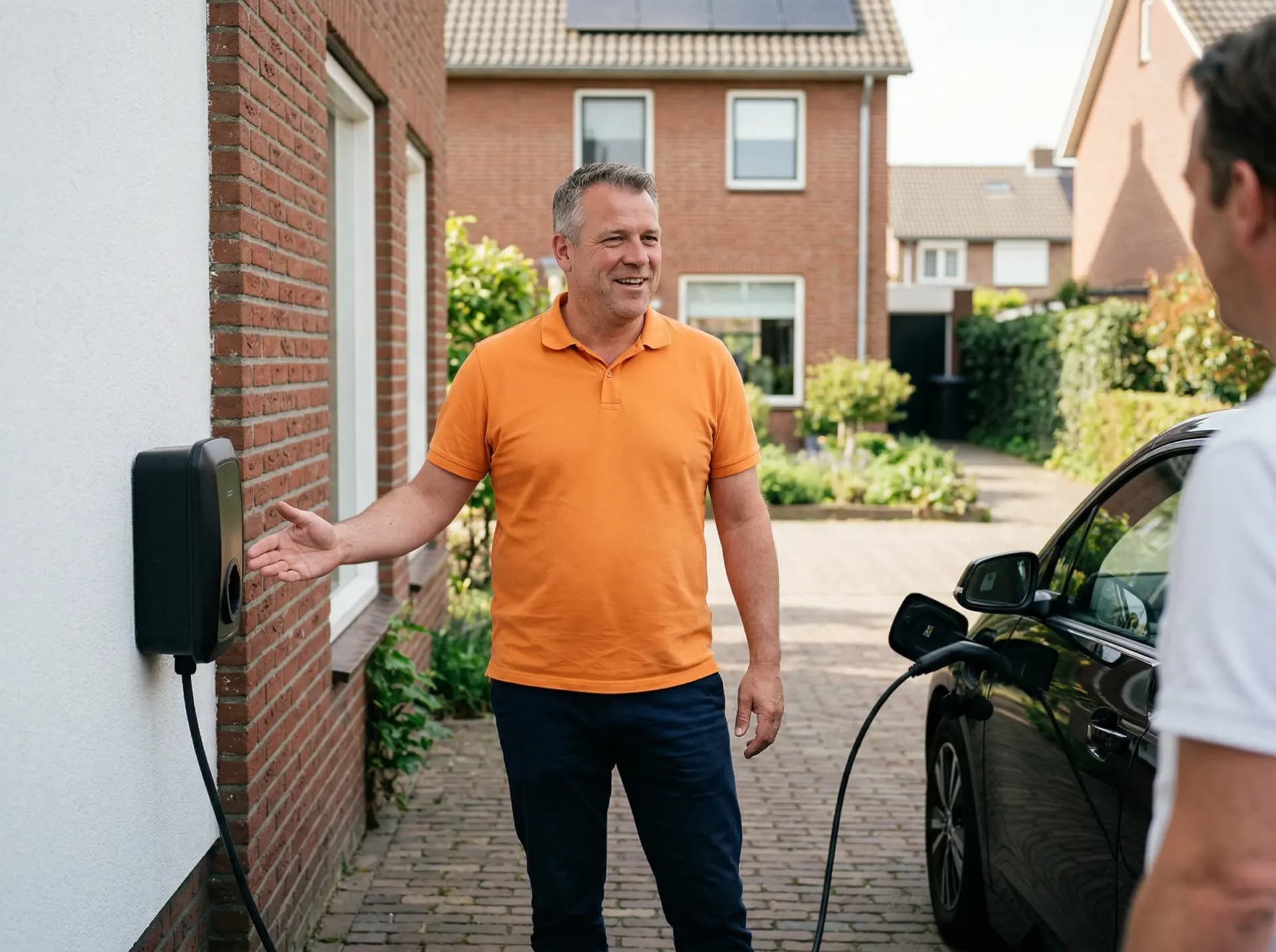 Easee Charge Up laadstation in zwart tegen lichte achtergrond
