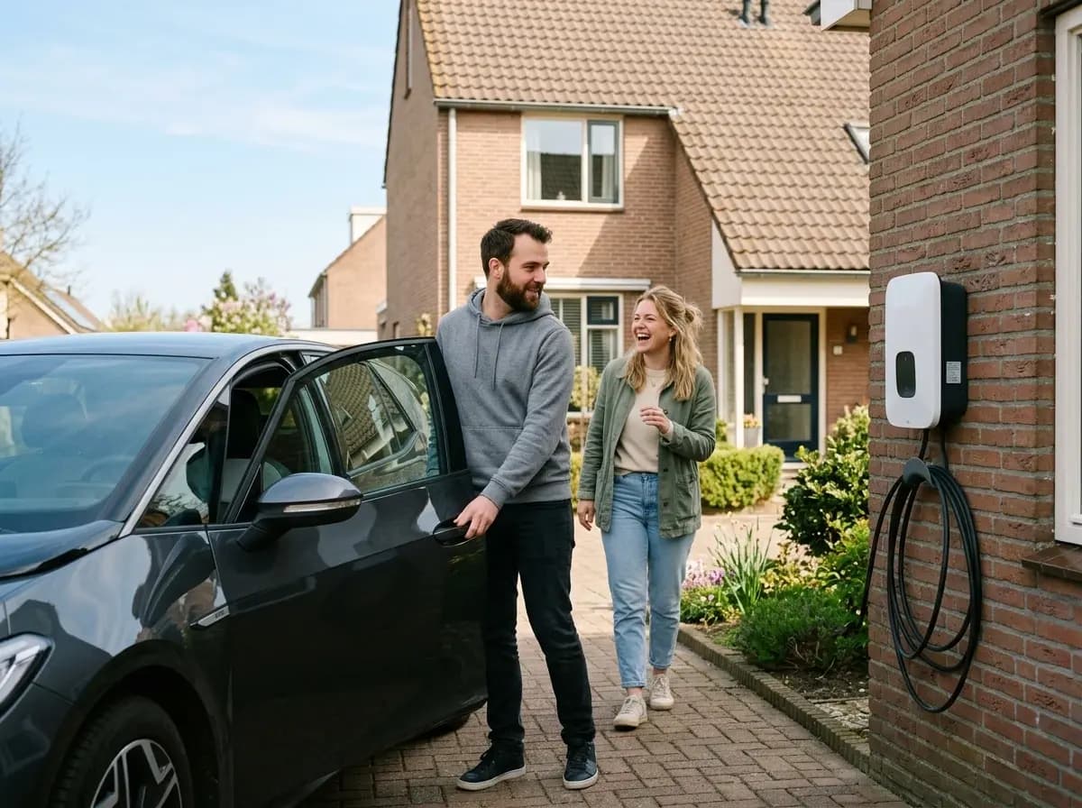 Wallbox Pulsar Max met groene LED-indicatie tijdens het laden