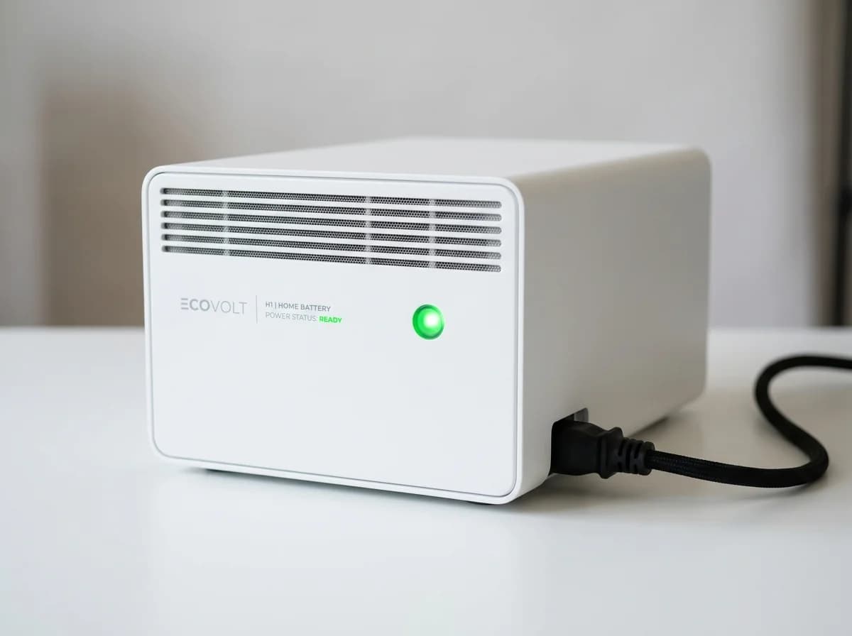 HomeWizard Plug-in Battery wit design met zichtbare aansluitingen en ventilatie