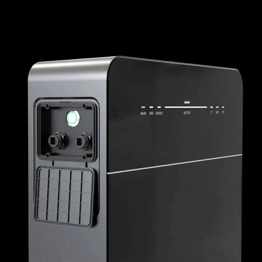 Marstek Venus E 3.0 thuisbatterij zijaanzicht met statusleds