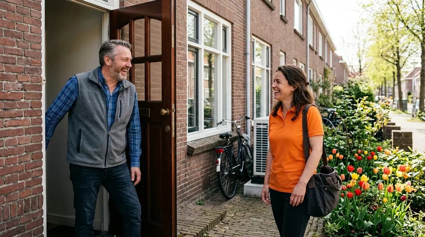 Anteas adviseur bespreekt warmtepomp opties met huiseigenaar