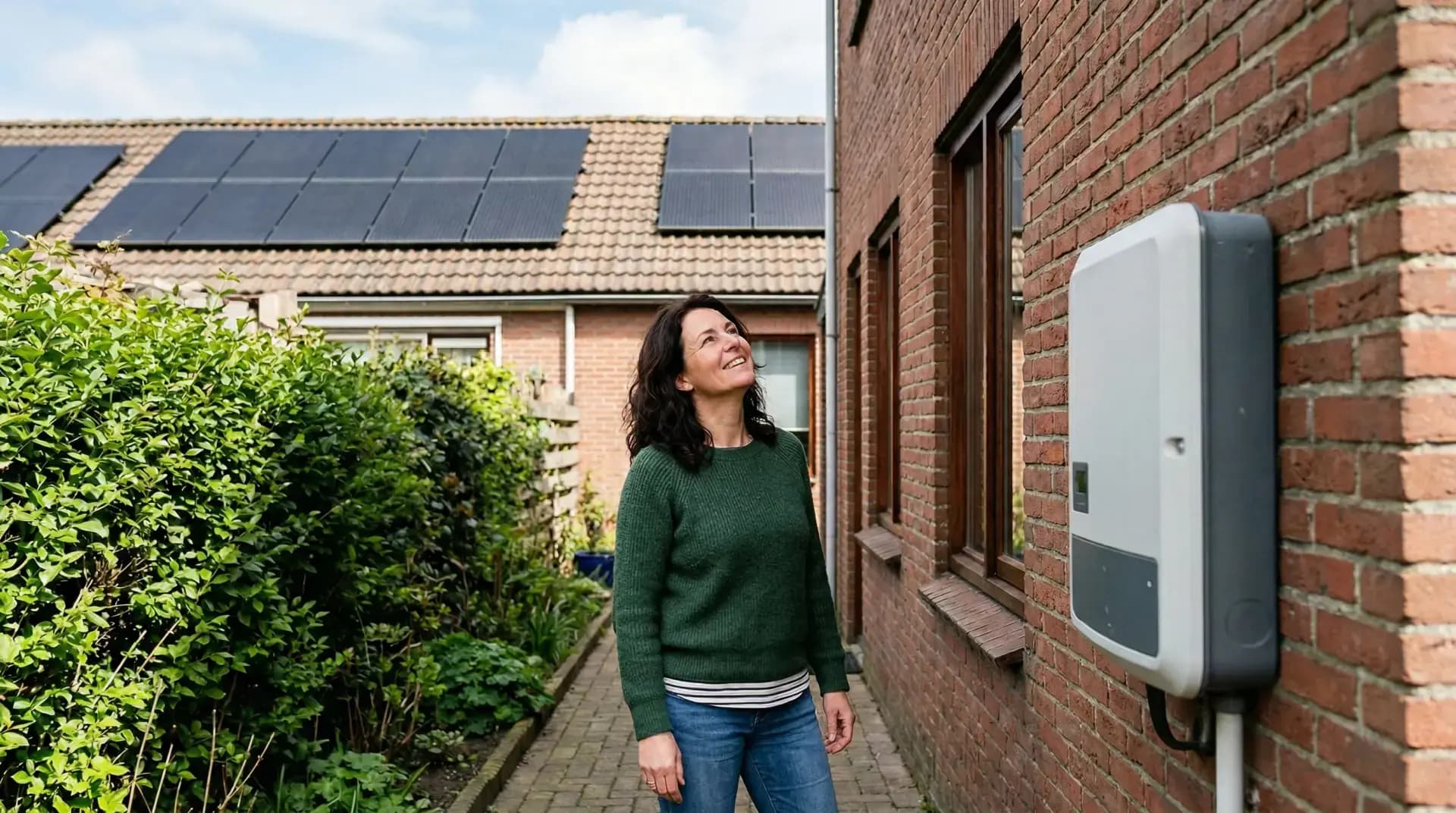 String-omvormer aan de wand naast een meterkast
