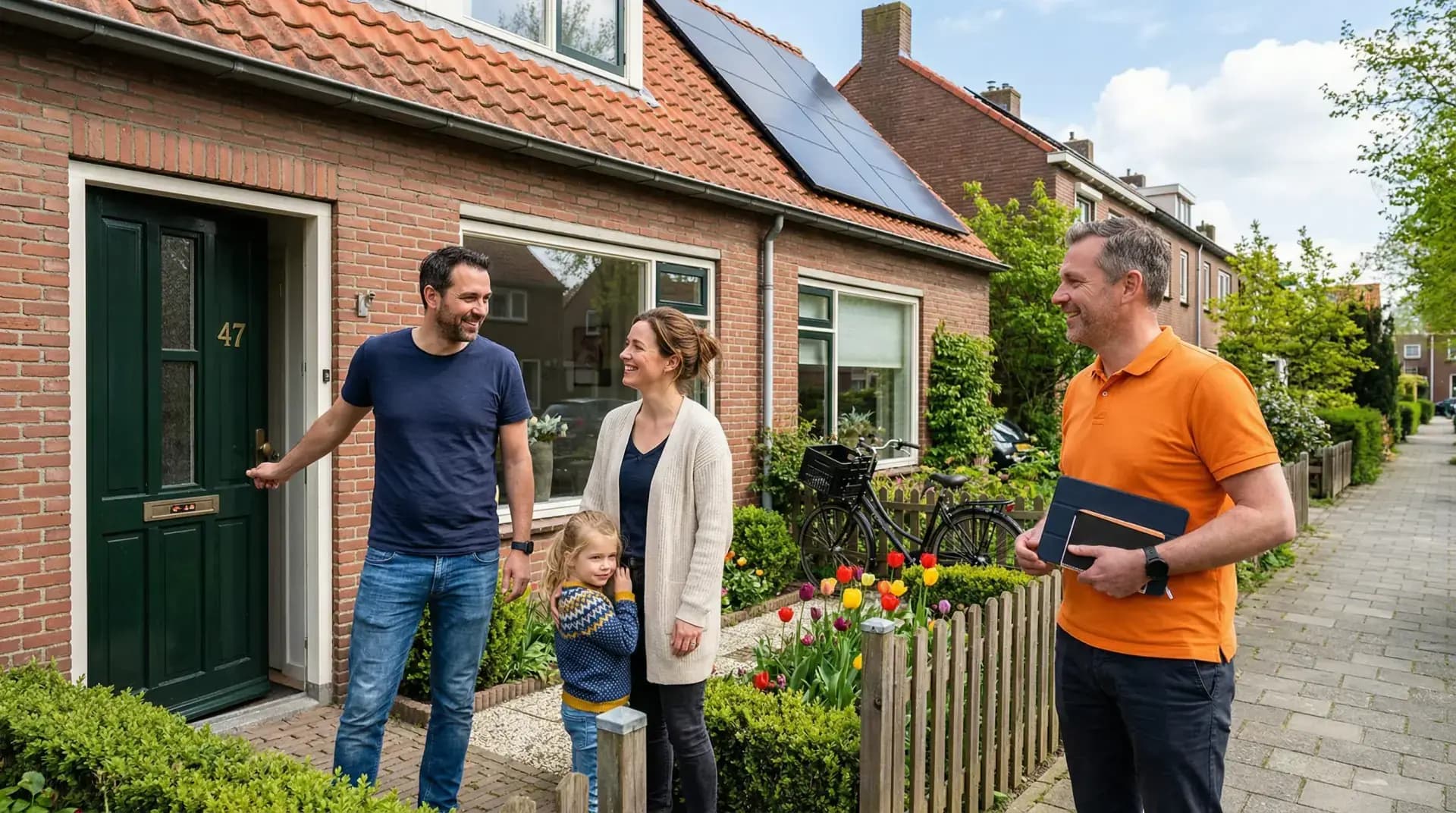 Anteas adviseur wordt verwelkomd door een gezin bij de voordeur