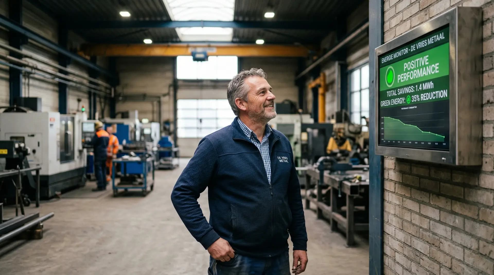Nederlands bedrijventerrein met zonnepanelen op daken en batterijopslag