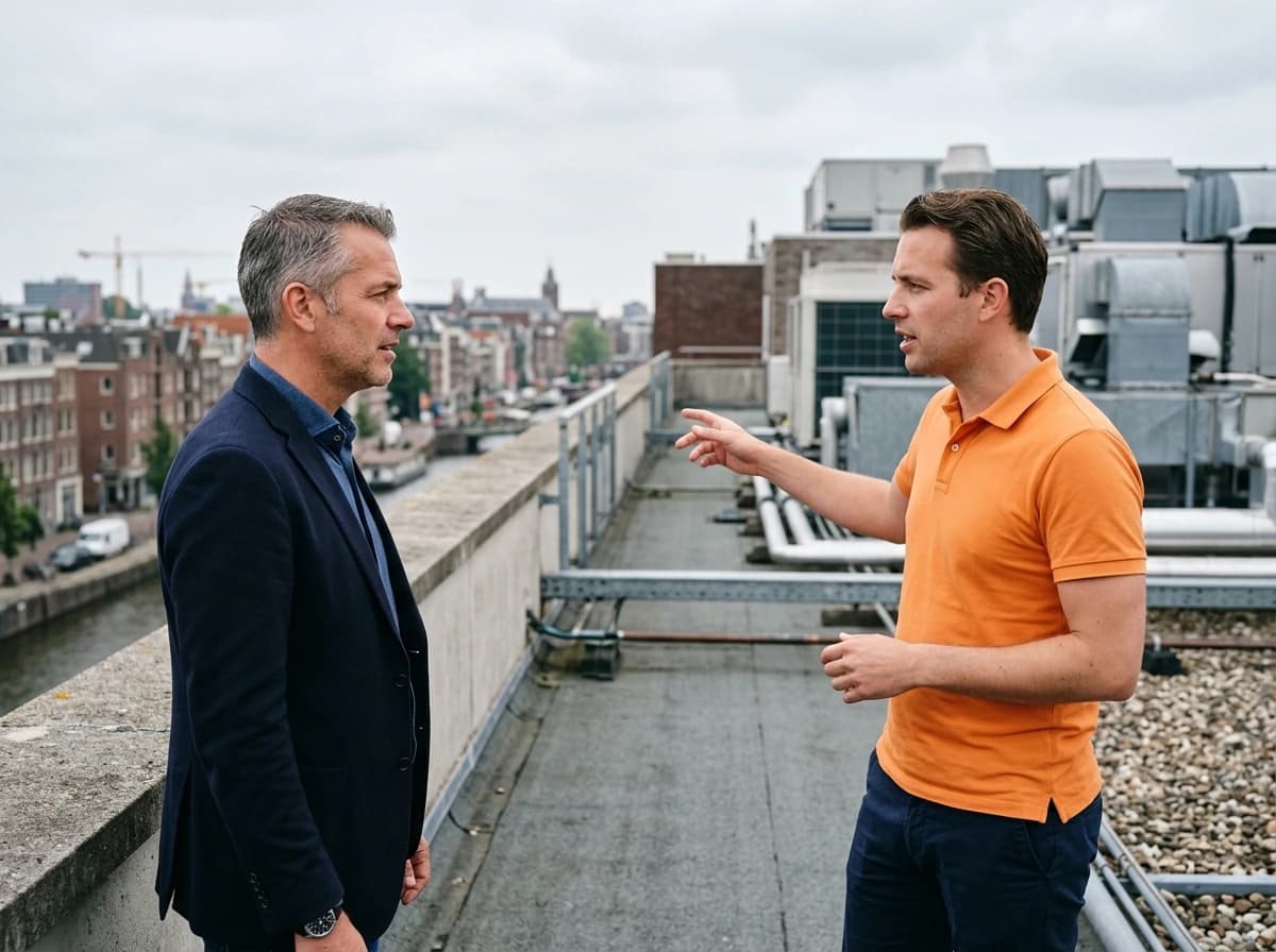 Ondernemer bespreekt subsidieaanvraag energieopslag met adviseur