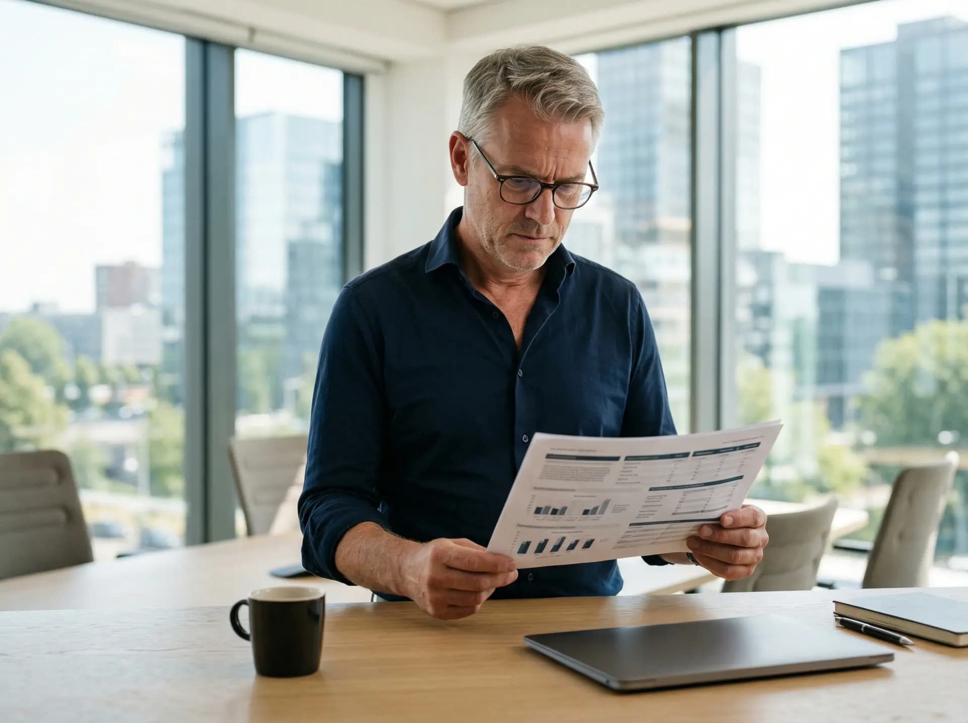 Haalbaarheidsstudie rapport op vergadertafel tijdens zakelijk overleg