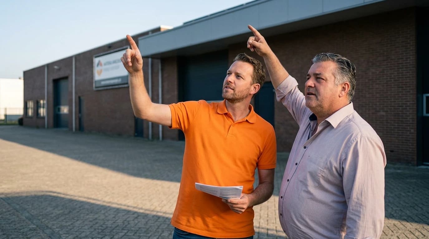 Anteas adviseur beoordeelt dakconstructie bedrijfspand voor zonnepanelen-installatie