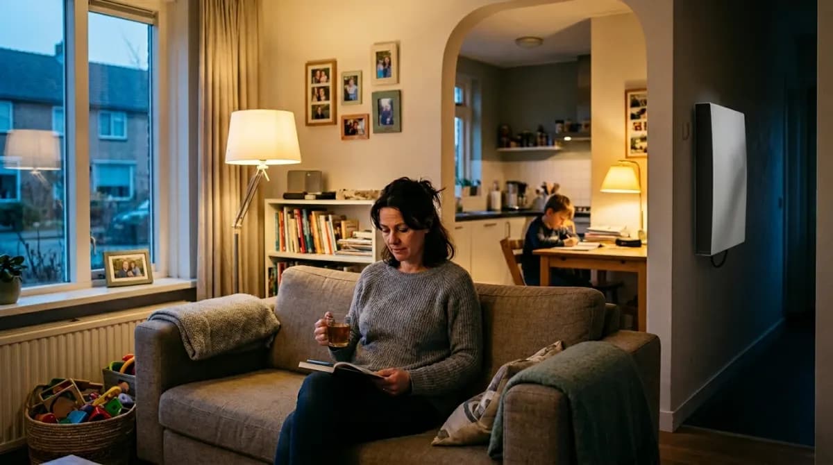 Modern interieur met thuisbatterij en energiesysteem aan de muur