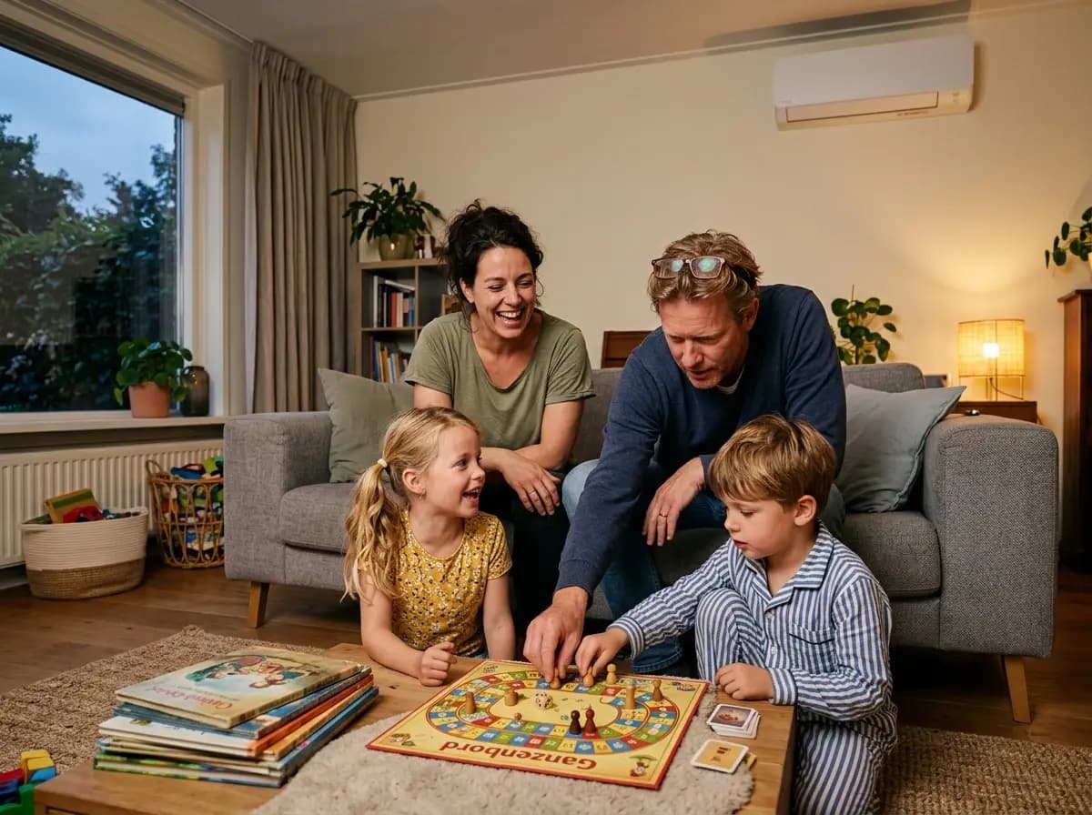 Daikin Stylish airco in zwart tegen lichte muur in modern interieur