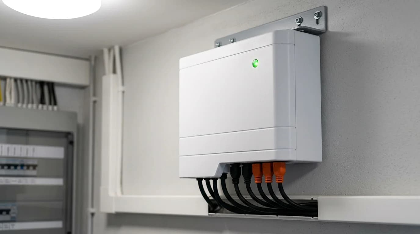 Enphase IQ Battery 5P thuisbatterij wandmontage met zichtbare aansluitingen