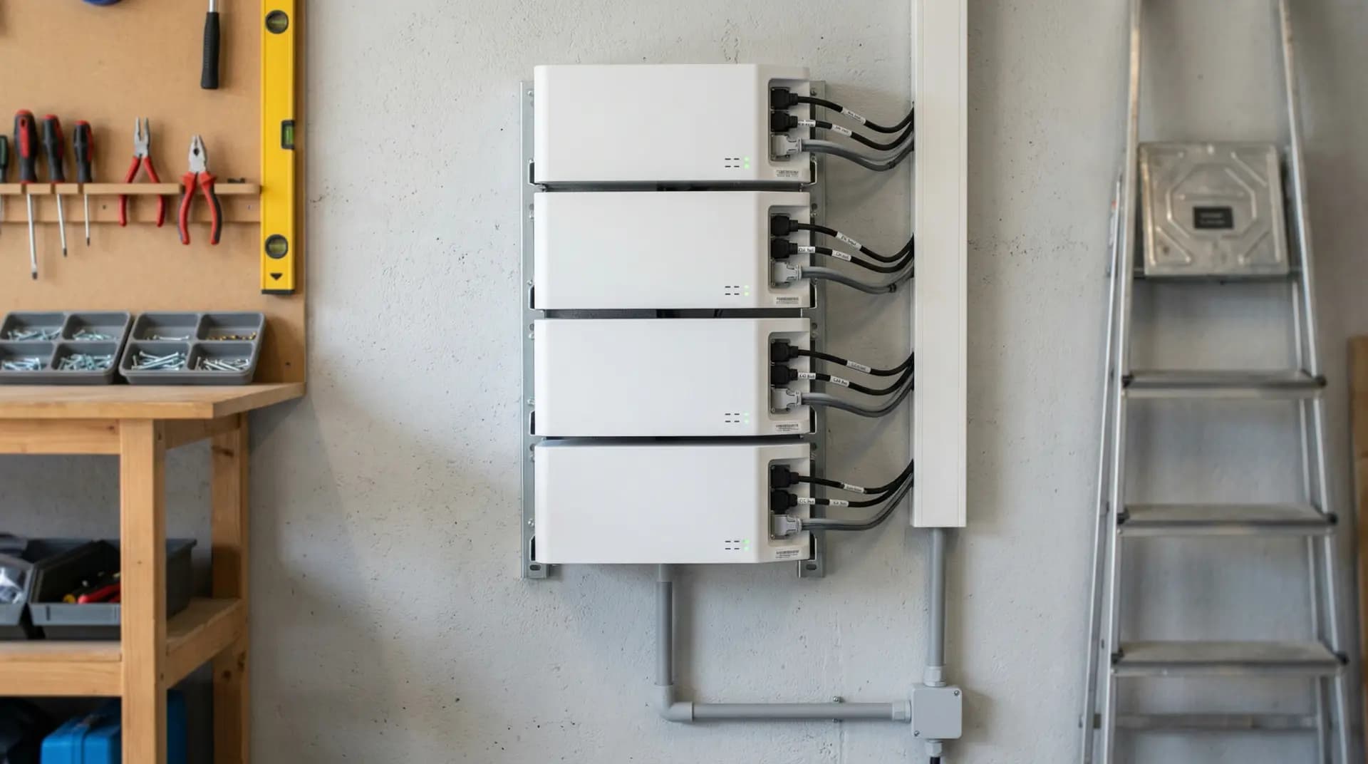 Growatt APX thuisbatterij modulair wandmontagesysteem met meerdere gestapelde modules