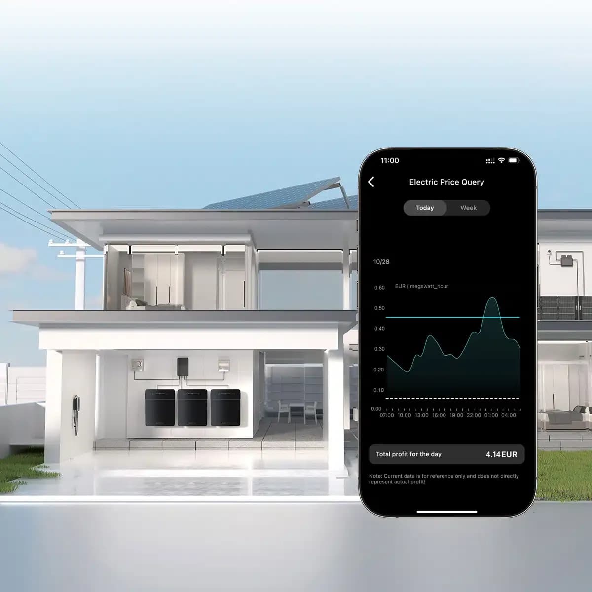 Marstek app energiebeheer dashboard met opbrengstoverzicht