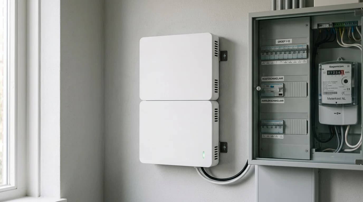 Quatt HomeBattery 1-fase configuratie wandmontage in meterkast