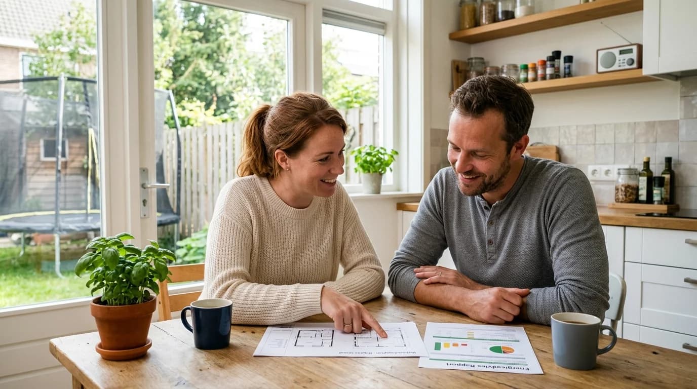 Huiseigenaar vergelijkt Sigenergy SigenStor configuraties op laptop aan keukentafel