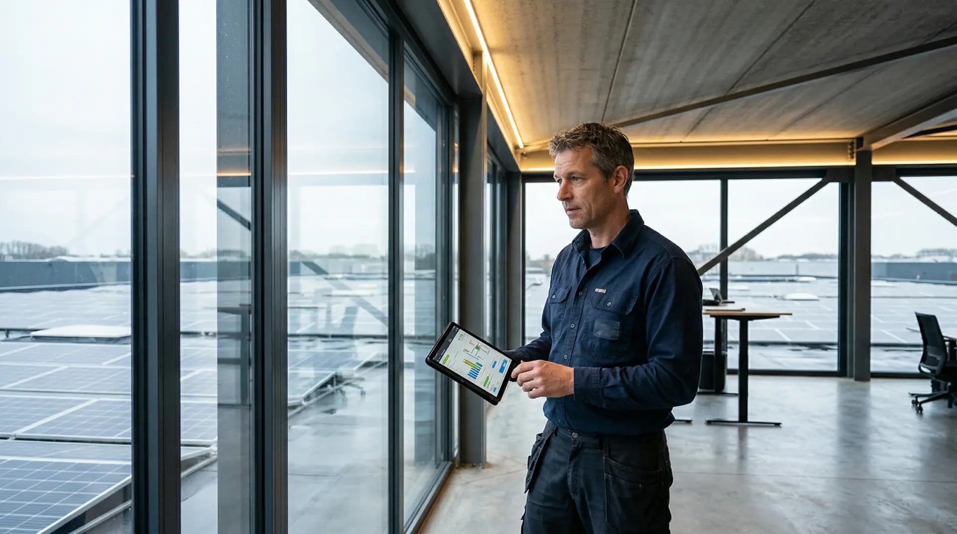Energiemanagement dashboard in bedrijfspand met slimme metersystemen