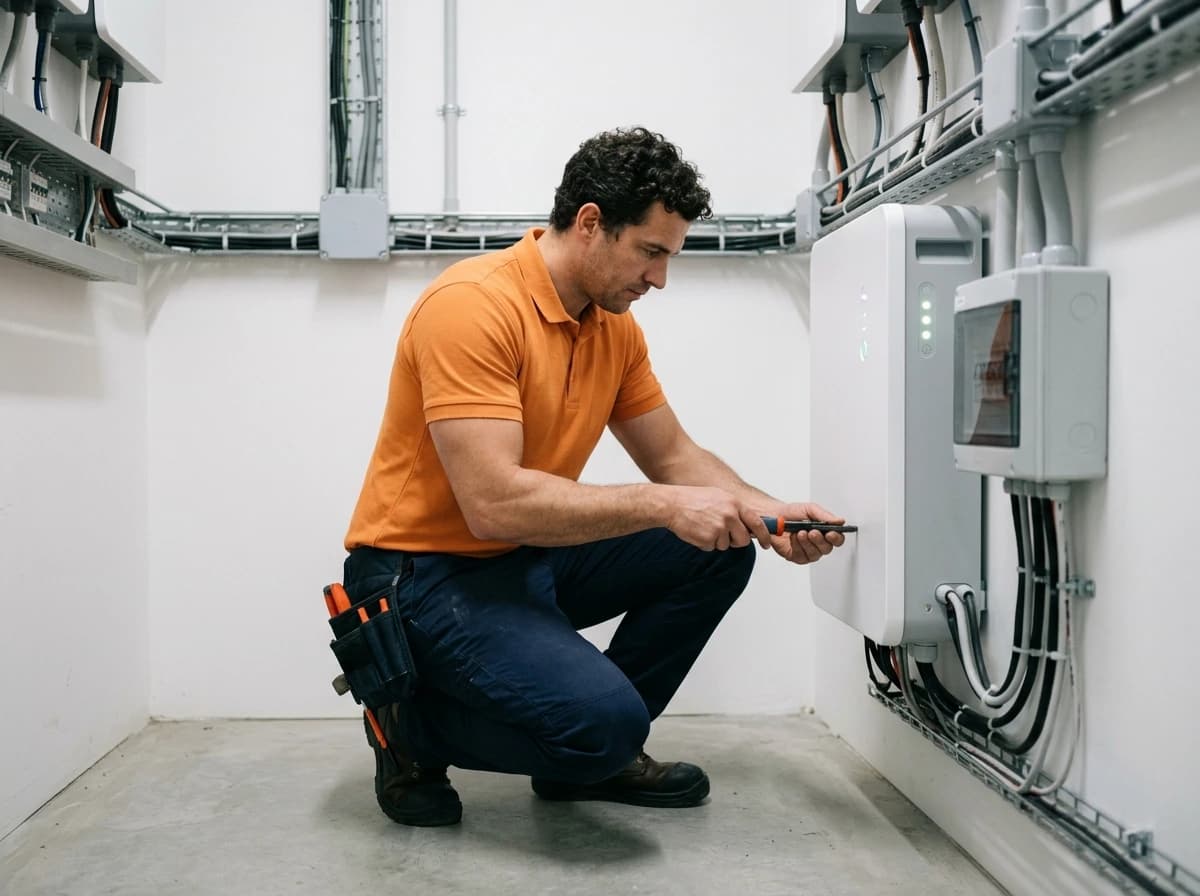 Zakelijk batterijopslagsysteem in technische ruimte voor deelname aan balanceringsmarkt
