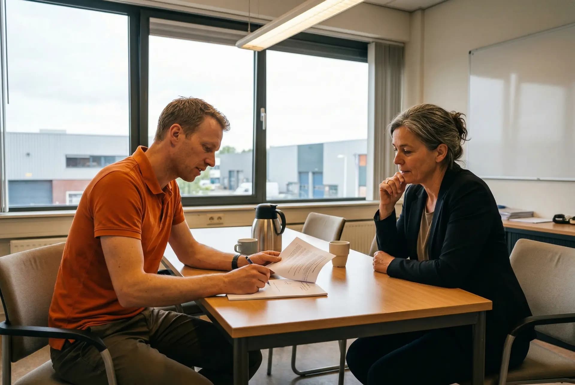 Conseiller financier calculant le montant de base et le montant correcteur SDE++ sur un ordinateur portable